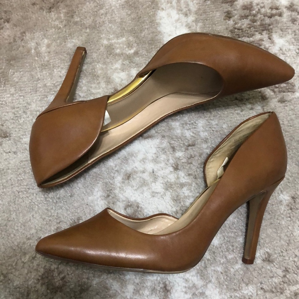 Brown pointed heels
